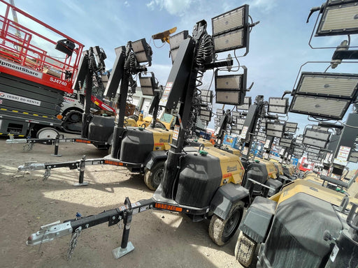 2021 Allmand NLV3GR (4) LED Light Fixture 350W, 23' Vertical Mast, 3kW Prime, Towable, Deep Sea L401, Leveling Jacks, Yanmar T4F 5.8hp