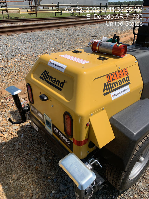 2022 Allmand NLV3GR (4) LED Light Fixture 350W, 23' Vertical Mast, 3kW Prime, Towable, Deep Sea L401, Leveling Jacks, Yanmar T4F 5.8hp