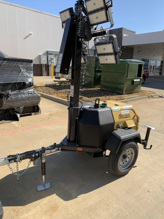 2022 Allmand NLV3GR (4) LED Light Fixture 350W, 23' Vertical Mast, 3kW Prime, Towable, Deep Sea L401, Leveling Jacks, Yanmar T4F 5.8hp