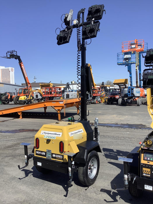 2021 Allmand NLV3GR (4) LED Light Fixture 350W, 23' Vertical Mast, 3kW Prime, Towable, Deep Sea L401, Leveling Jacks, Yanmar T4F 5.8hp