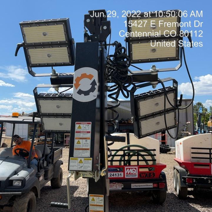 2021 Allmand NLV3GR (4) LED Light Fixture 350W, 23' Vertical Mast, 3kW Prime, Towable, Deep Sea L401, Leveling Jacks, Yanmar T4F 5.8hp