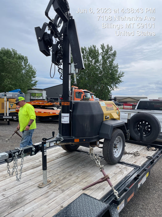 2022 Allmand NLV3GR (4) LED Light Fixture 350W, 23' Vertical Mast, 3kW Prime, Towable, Deep Sea L401, Leveling Jacks, Yanmar T4F 5.8hp