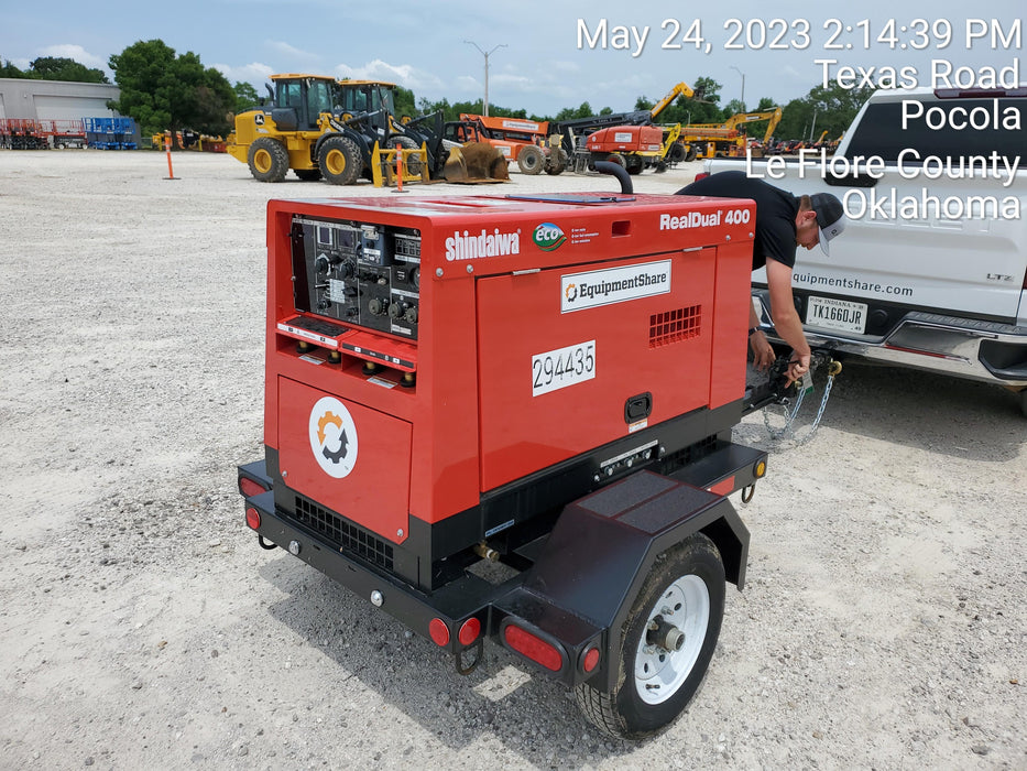 2023 Shindaiwa DGW400MDL Kubota D902 Engine, 23 HP, Dual Op Welder, Wire, Arc, Droop Stick, Tig, and CC Stick Functionality, Simulphase, 3 Phase and 1 Phase Gen Output, Single Axle NB Trlr, Slr Trckl Chrg 12V 12W, Fire Ext