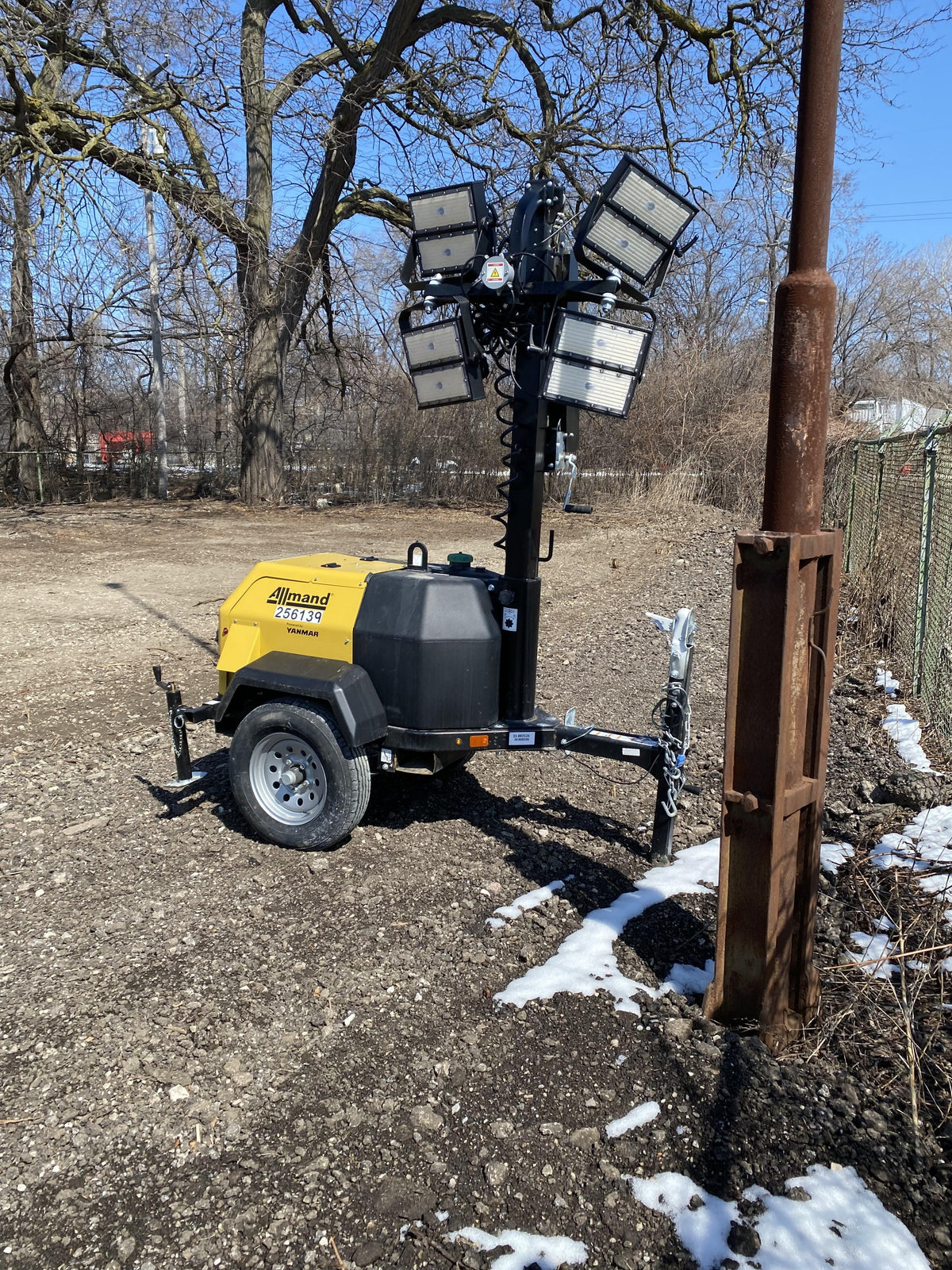 2022 Allmand NLV3GR (4) LED Light Fixture 350W, 23' Vertical Mast, 3kW Prime, Towable, ES Decals, T3