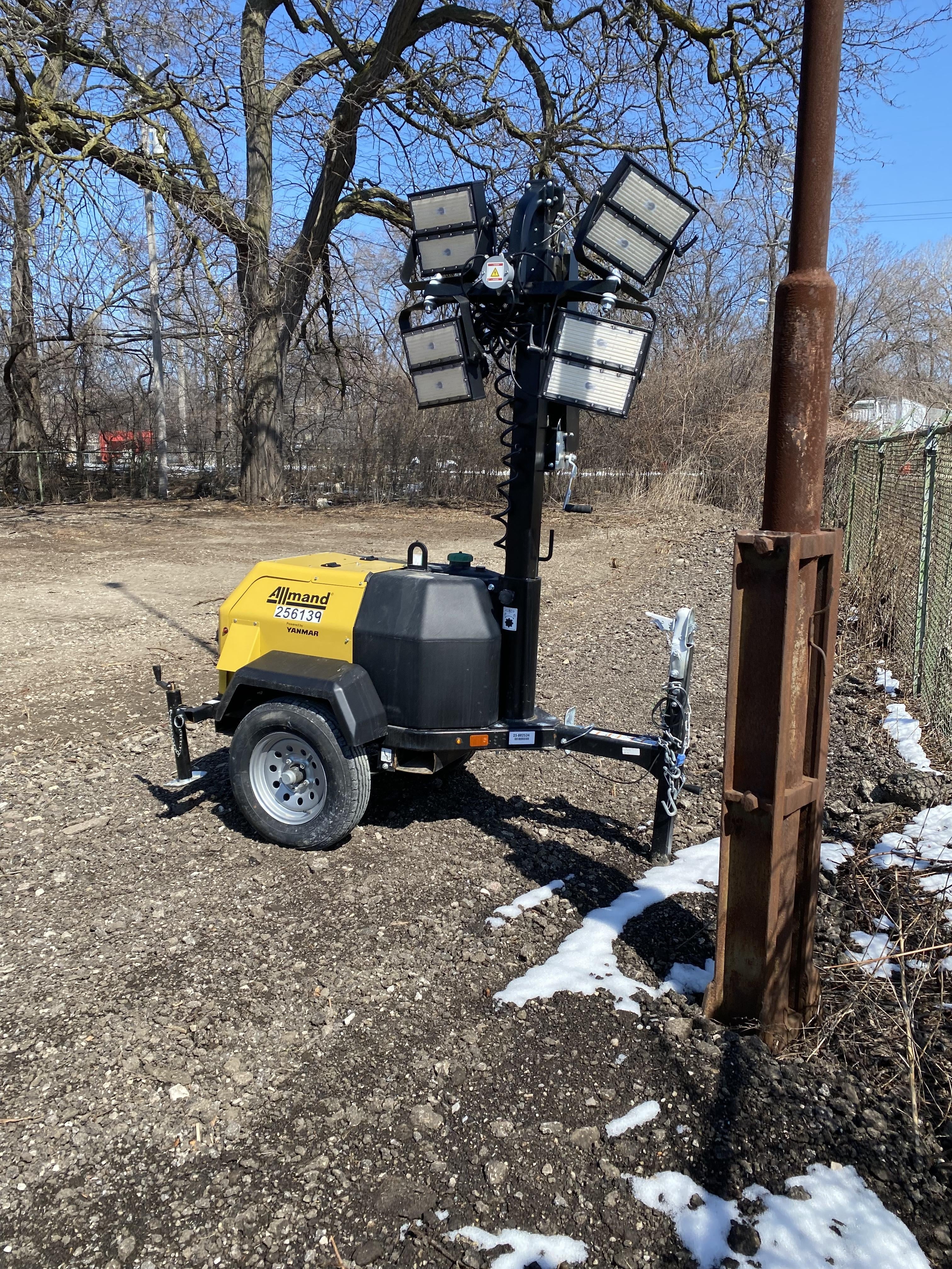 2022 Allmand NLV3GR (4) LED Light Fixture 350W, 23' Vertical Mast, 3kW Prime, Towable, ES Decals, T3