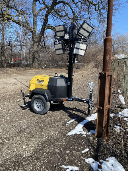 2022 Allmand NLV3GR (4) LED Light Fixture 350W, 23' Vertical Mast, 3kW Prime, Towable, ES Decals, T3