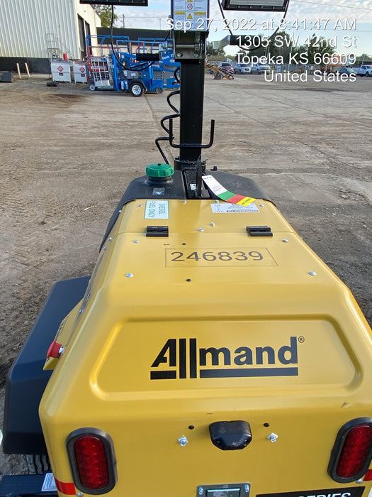 2022 Allmand NLV3GR (4) LED Light Fixture 350W, 23' Vertical Mast, 3kW Prime, Towable, ES Decals, T3
