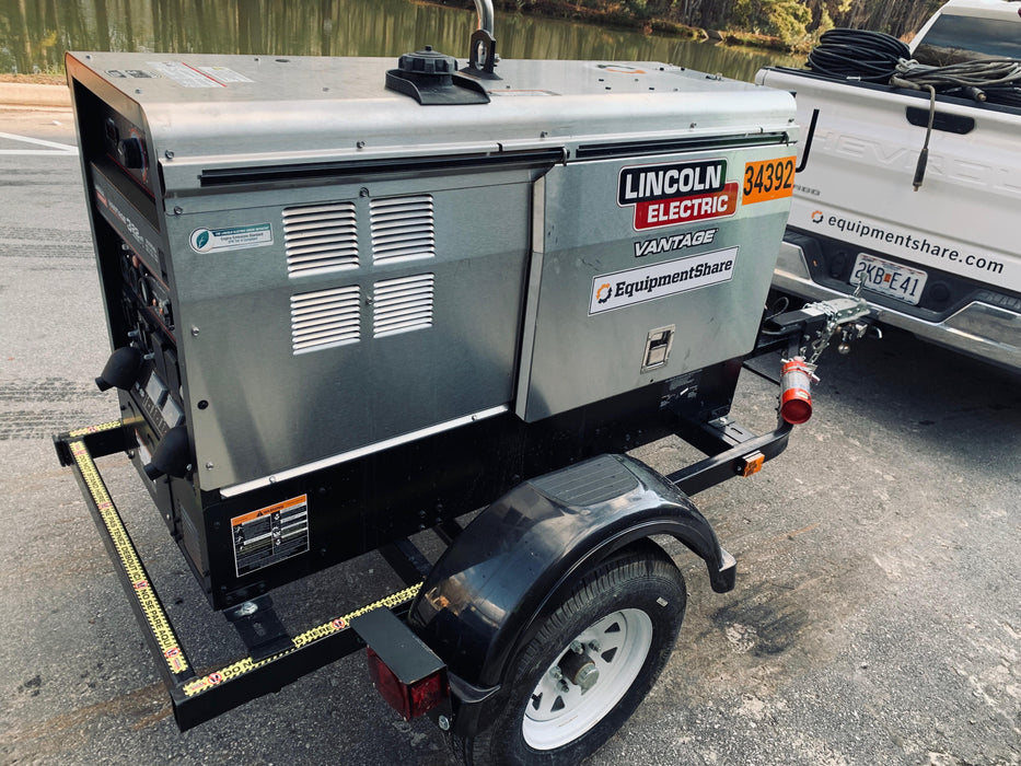 2019 Lincoln Electric Vantage 322 Welder Ready-Pak 3, Two wheel trailer, Fender and Light kit, Cable Rack