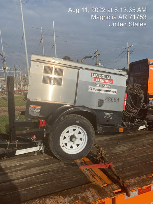 2019 Lincoln Electric Vantage 322 Ready-Pak 3, Two Wheel Trailer, Fender and Light Kit, Cable Rack