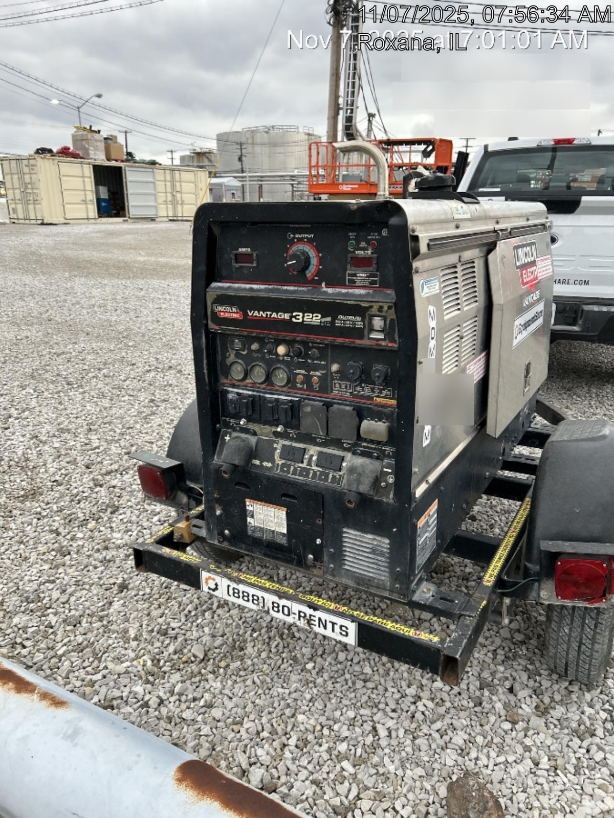 2019 Lincoln Electric Vantage 322 Ready-Pak 3, Two Wheel Trailer, Fender and Light Kit, Cable Rack