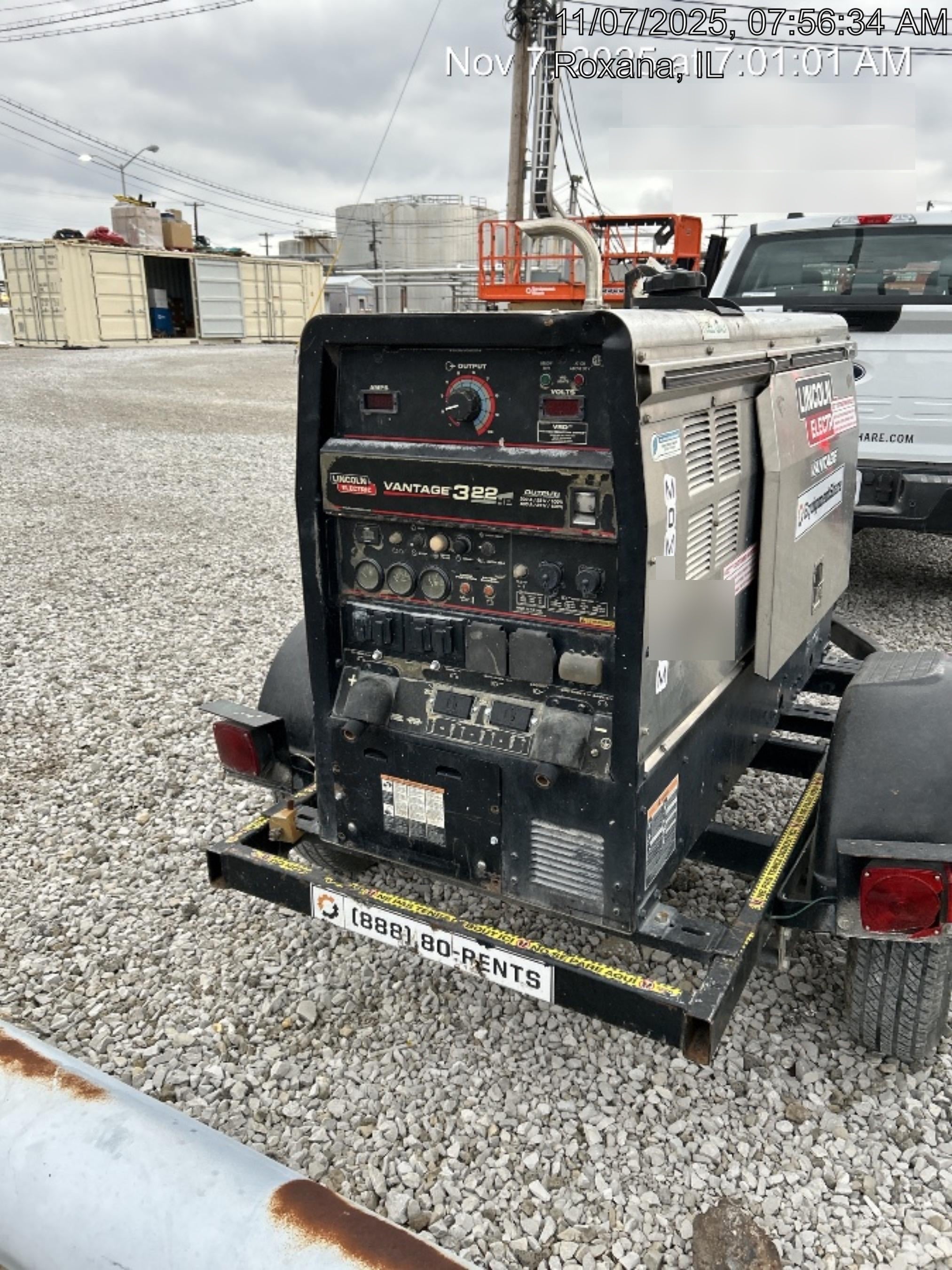 2019 Lincoln Electric Vantage 322 Ready-Pak 3, Two Wheel Trailer, Fender and Light Kit, Cable Rack
