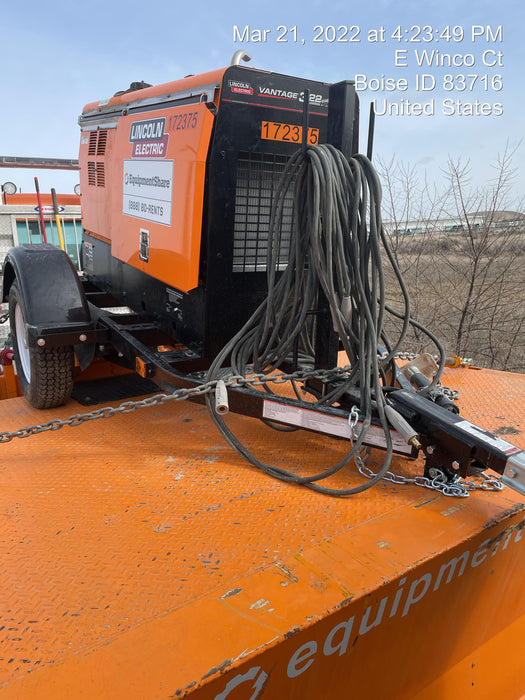 2021 Lincoln Electric Vantage 322 Vantage 322 Ready Pak 3 w/ Decals, ORANGE (includes trailer, cable rack, fender light kit) NO Telematics