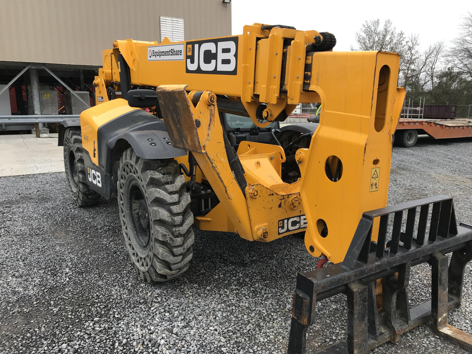 2019 JCB 510-56 Enclosed Cab, 74 HP, Solid Tires, Worklights, Beacon, Aux Hydraulics, Lifting Eye w/66" Carriage/60" Forks