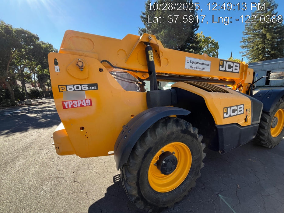 2019 JCB 506-36 Canopy, 74 HP, Foam Filled Tires, STD Worklight, Beacon, Aux Hydraulics, Lifting Eye, Back up Alarm 48" Carriage/48" Forks