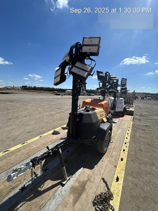 2022 Allmand NLV3GR (4) LED Light Fixture 350W, 23' Vertical Mast, 3kW Prime, Towable, Deep Sea L401, Leveling Jacks, Yanmar T4F 5.8hp