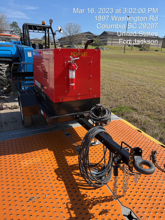 2023 Shindaiwa DGW400MDL Kubota D902 Engine, 23 HP, Dual Op Welder, Wire, Arc, Droop Stick, Tig, and CC Stick Functionality, Simulphase, 3 Phase and 1 Phase Gen Output, Single Axle NB Trlr, Slr Trckl Chrg 12V 12W, Fire Ext