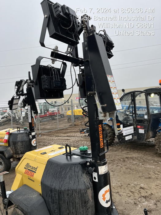 2022 Allmand NLV3GR (4) LED Light Fixture 350W, 23' Vertical Mast, 3kW Prime, Towable, ES Decals, T3