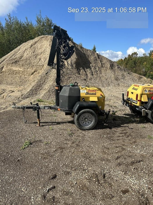 2022 Allmand NLV3GR (4) LED Light Fixture 350W, 23' Vertical Mast, 3kW Prime, Towable, Deep Sea L401, Leveling Jacks, Yanmar T4F 5.8hp