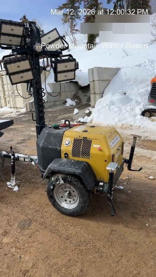 2022 Allmand NLV3GR (4) LED Light Fixture 350W, 23' Vertical Mast, 3kW Prime, Towable, Deep Sea L401, Leveling Jacks, Yanmar T4F 5.8hp