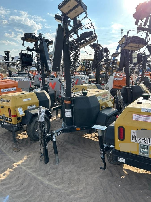 2022 Allmand NLV3GR (4) LED Light Fixture 350W, 23' Vertical Mast, 3kW Prime, Towable, Deep Sea L401, Leveling Jacks, Yanmar T4F 5.8hp