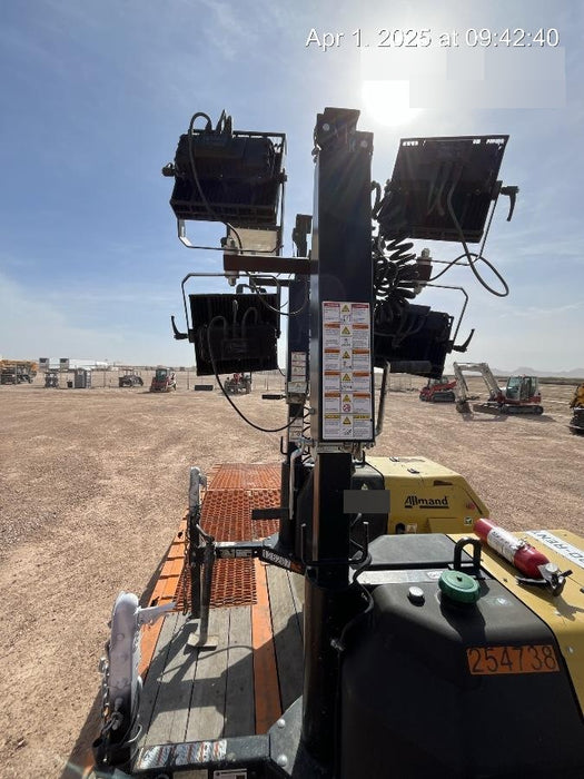 2022 Allmand NLV3GR (4) LED Light Fixture 350W, 23' Vertical Mast, 3kW Prime, Towable, ES Decals, T3