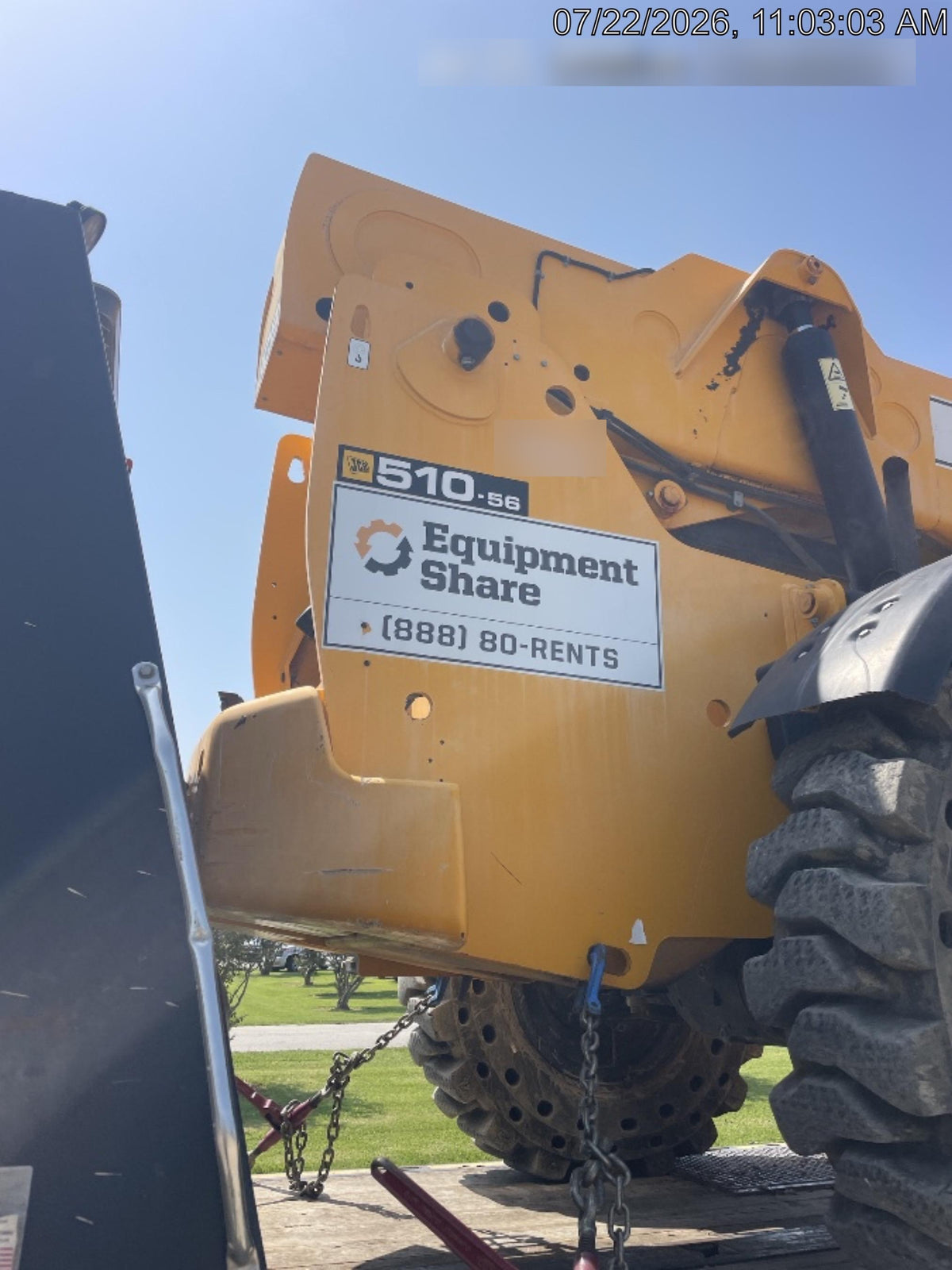 2019 JCB 510-56 74 HP w/CAB/HVAC, Beacon, Worklights, Aux Hydraulics, Solid Tires 66" Carriage/60" Forks