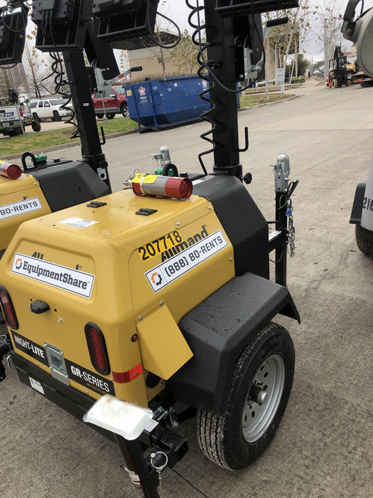 2022 Allmand NLV3GR (4) LED Light Fixture 350W, 23' Vertical Mast, 3kW Prime, Towable, Deep Sea L401, Leveling Jacks, Yanmar T4F 5.8hp