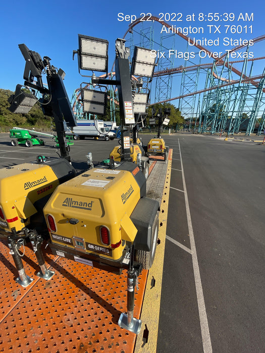 2022 Allmand NLV3GR (4) LED Light Fixture 350W, 23' Vertical Mast, 3kW Prime, Towable, Deep Sea L401, Leveling Jacks, Yanmar T4F 5.8hp