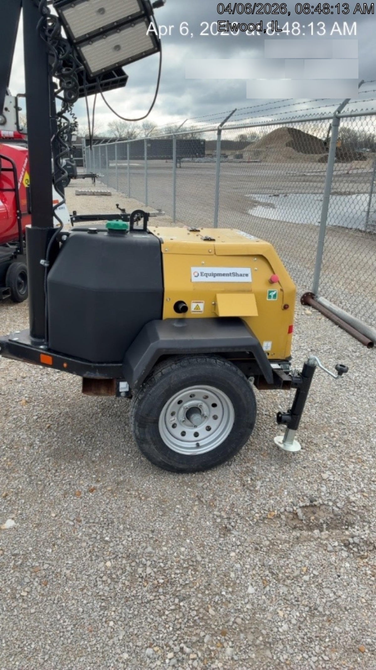 2022 Allmand NLV3GR (4) LED Light Fixture 350W, 23' Vertical Mast, 3kW Prime, Towable, Deep Sea L401, Leveling Jacks, Yanmar T4F 5.8hp