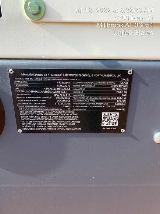 2022 ATLAS COPCO QAS 70