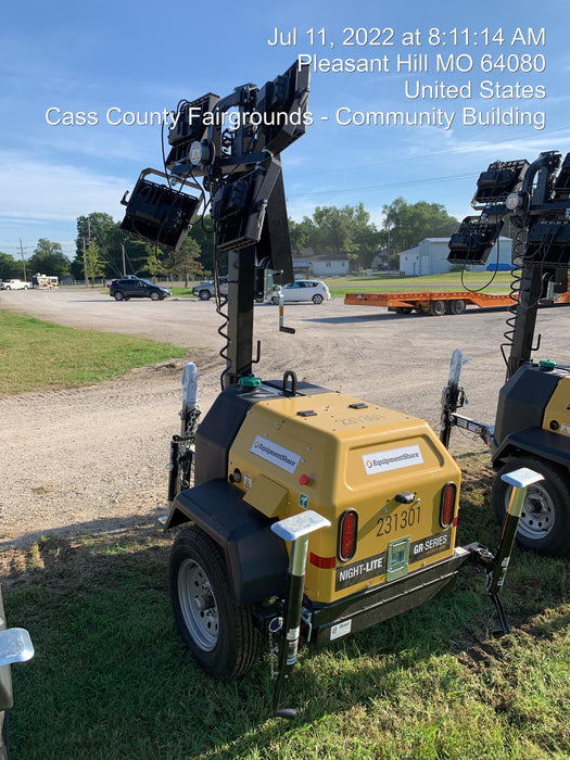 2022 Allmand NLV3GR (4) LED Light Fixture 350W, 23' Vertical Mast, 3kW Prime, Towable, Deep Sea L401, Leveling Jacks, Yanmar T4F 5.8hp