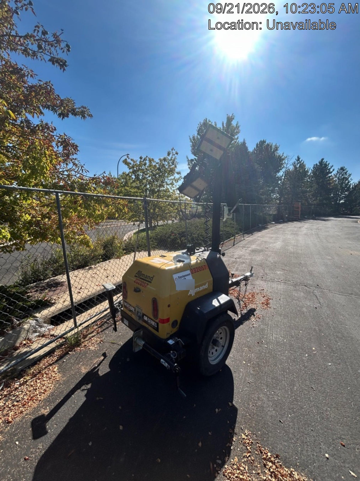 2022 Allmand NLV3GR (4) LED Light Fixture 350W, 23' Vertical Mast, 3kW Prime, Towable, Deep Sea L401, Leveling Jacks, Yanmar T4F 5.8hp