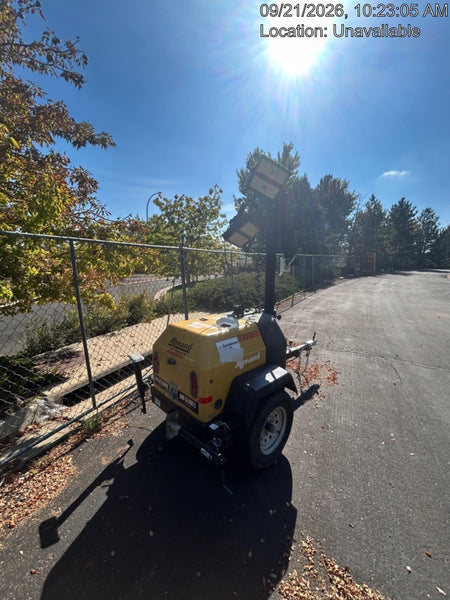 2022 Allmand NLV3GR (4) LED Light Fixture 350W, 23' Vertical Mast, 3kW Prime, Towable, Deep Sea L401, Leveling Jacks, Yanmar T4F 5.8hp