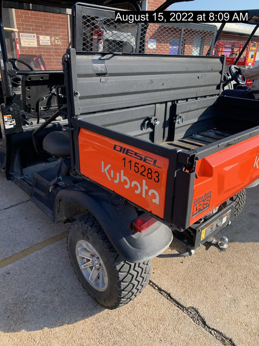 2020 Kubota RTV-X1140WL-H 4 seat diesel cart, plastic canopy, HD tires, steel wheels, tinted windshield, strobe light, and backup alarm