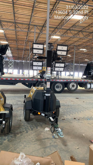 2022 Allmand NLV3GR (4) LED Light Fixture 350W, 23' Vertical Mast, 3kW Prime, Towable, Deep Sea L401, Leveling Jacks, Yanmar T4F 5.8hp