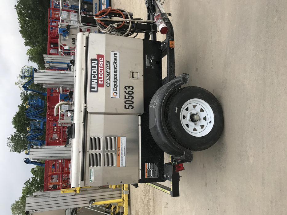 2019 Lincoln Electric Vantage 322 Welder Ready-Pak 3, Two wheel trailer, Fender and Light kit, Cable Rack