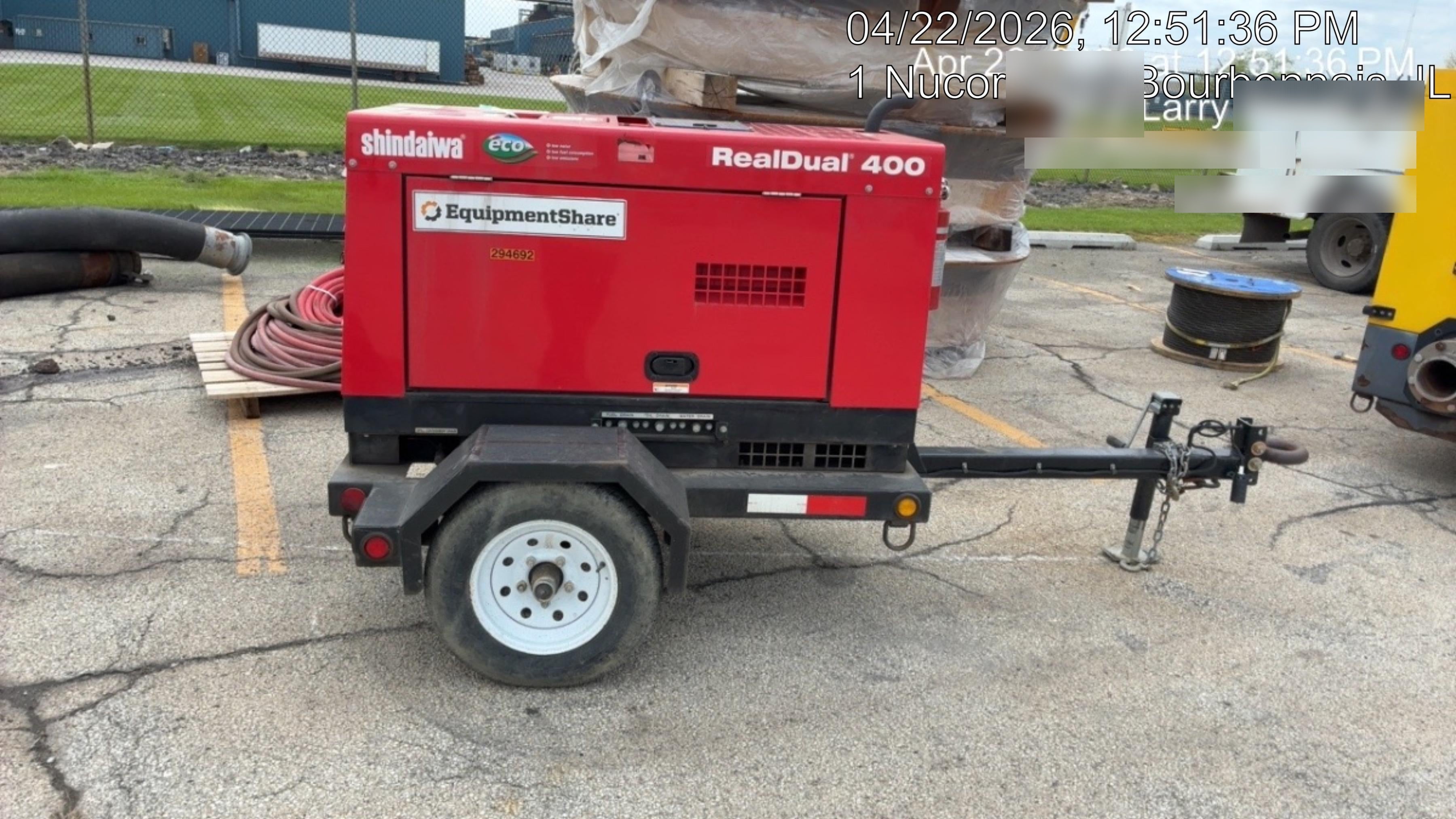 2023 Shindaiwa DGW400MDL Kubota D902 Engine, 23 HP, Dual Op Welder, Wire, Arc, Droop Stick, Tig, and CC Stick Functionality, Simulphase, 3 Phase and 1 Phase Gen Output, Single Axle NB Trlr, Slr Trckl Chrg 12V 12W, Fire Ext
