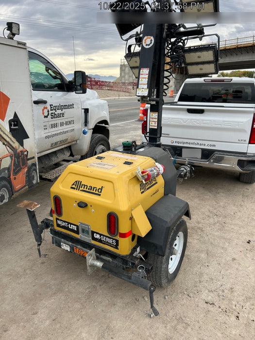 2021 Allmand NLV3GR (4) LED Light Fixture 350W, 23' Vertical Mast, 3kW Prime, Towable, Deep Sea L401, Leveling Jacks, Yanmar T4F 5.8hp