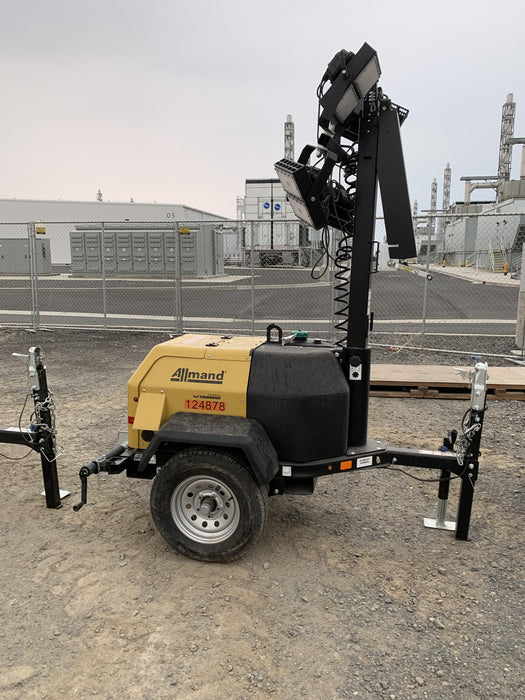 2020 Allmand NLV3GR (4) LED Light Fixture 350W, 23' Vertical Mast, 3kW Prime, Towable, Deep Sea L401, Leveling Jacks, Yanmar T4F 5.8hp