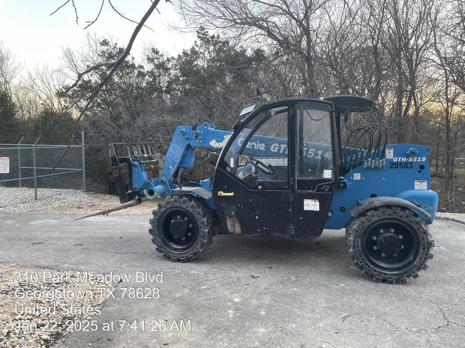 2019 Genie GTH-5519 Cab/Heat/AC, Solid RT Tires, LED Work Lights, Beacon, 48" Carriage, 48" Forks