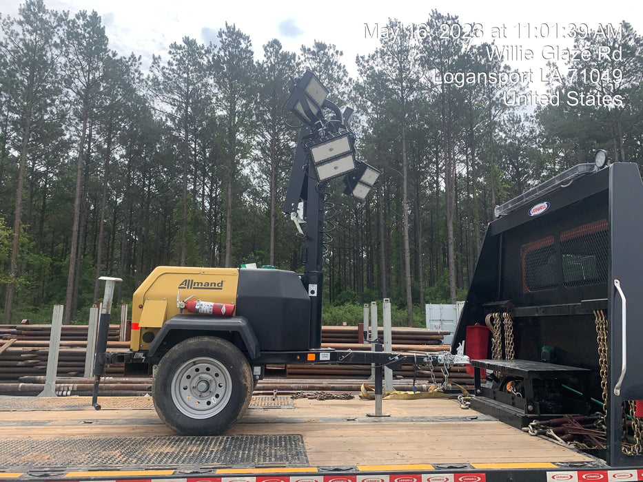 2022 Allmand NLV3GR (4) LED Light Fixture 350W, 23' Vertical Mast, 3kW Prime, Towable, Deep Sea L401, Leveling Jacks, Yanmar T4F 5.8hp