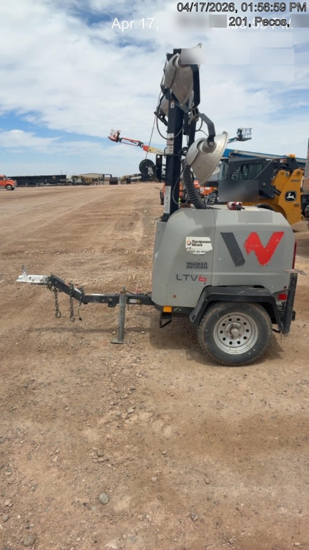 2018 Wacker Neuson LTV6L-MH Wacker Neuson LTV6L Mobile Light Tower w/Fuel Level Sensor Installed