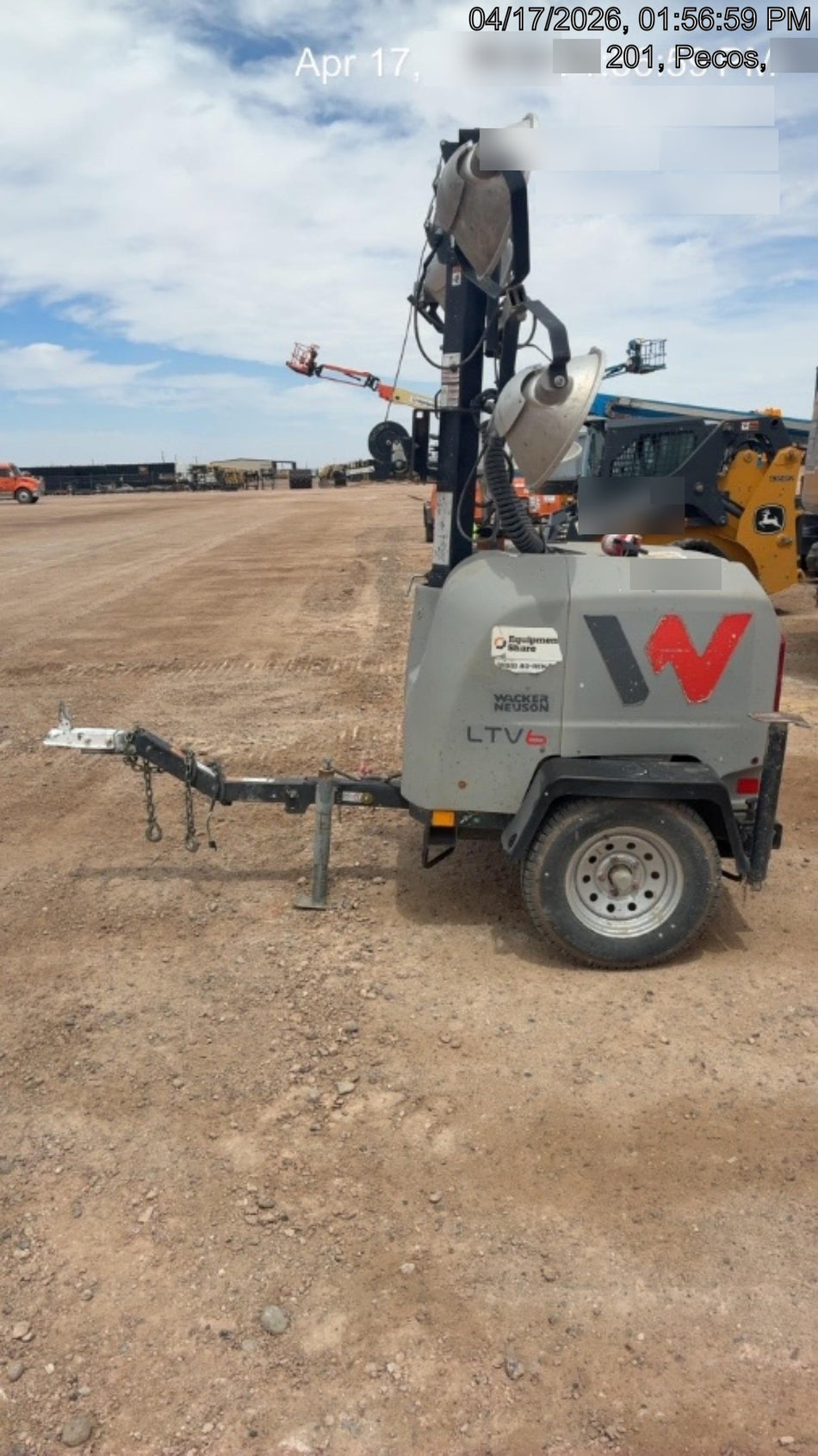 2018 Wacker Neuson LTV6L-MH Wacker Neuson LTV6L Mobile Light Tower w/Fuel Level Sensor Installed
