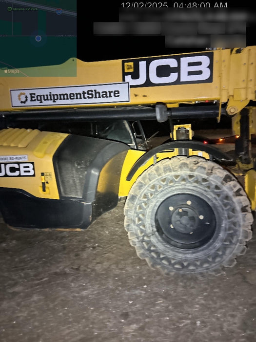 2019 JCB 510-56 Open ROPS, 74 HP, Solid Tires, Worklights, Beacon, Aux Hydraulics, Lifting Eye 66" Carriage/60" Forks