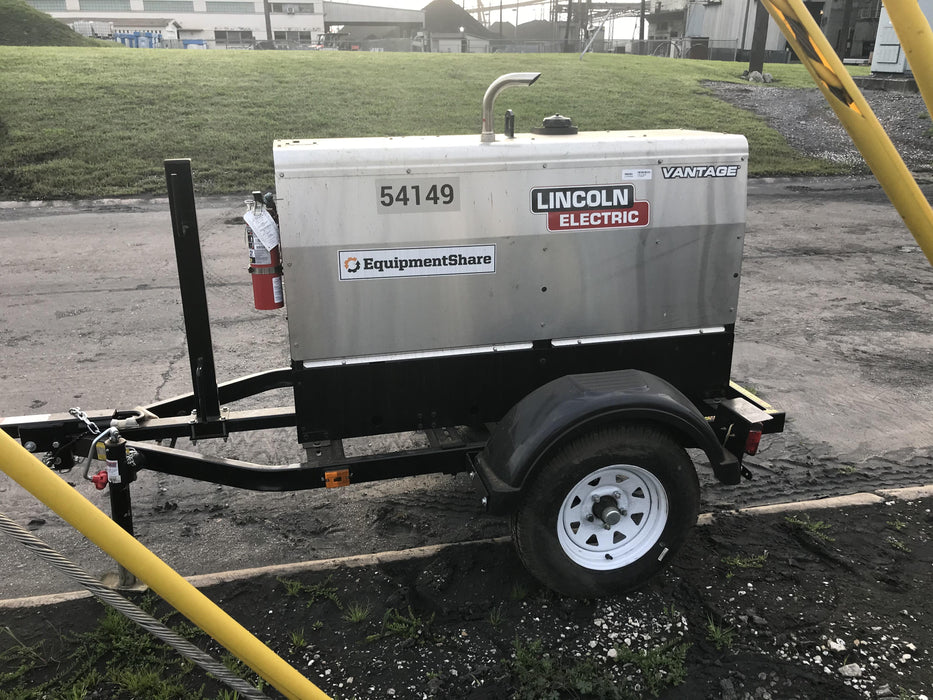 2019 Lincoln Electric Vantage 322 Welder Ready-Pak 3, Two wheel trailer, Fender and Light kit, Cable Rack