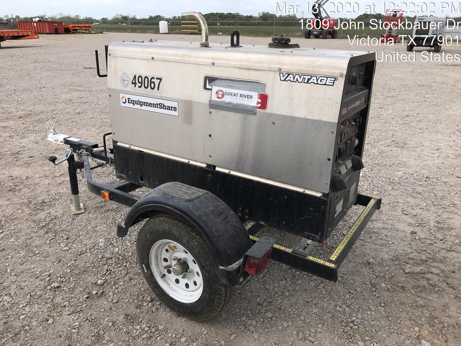 2019 Lincoln Electric Vantage 322 Ready-Pak 3, Two Wheel Trailer, Fender and Light Kit, Cable Rack
