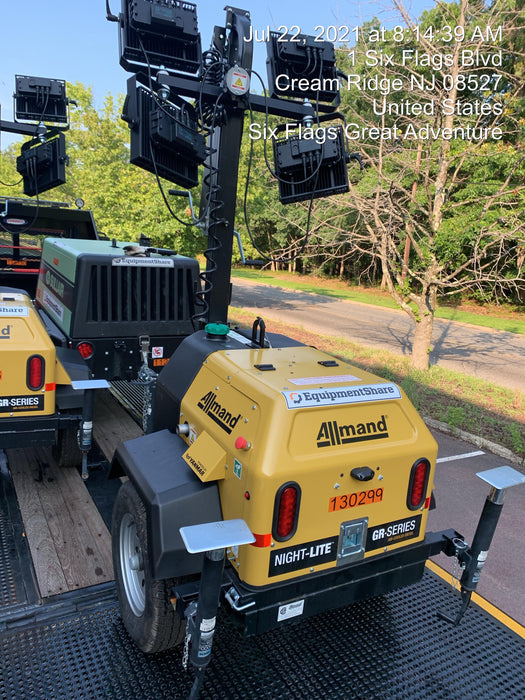 2021 Allmand NLV3GR (4) LED Light Fixture 350W, 23' Vertical Mast, 3kW Prime, Towable, Deep Sea L401, Leveling Jacks, Yanmar T4F 5.8hp