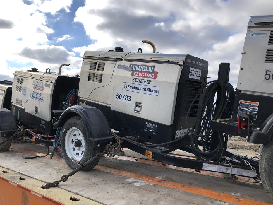 2019 Lincoln Electric Vantage 322 Welder Ready-Pak 3, Two wheel trailer, Fender and Light kit, Cable Rack