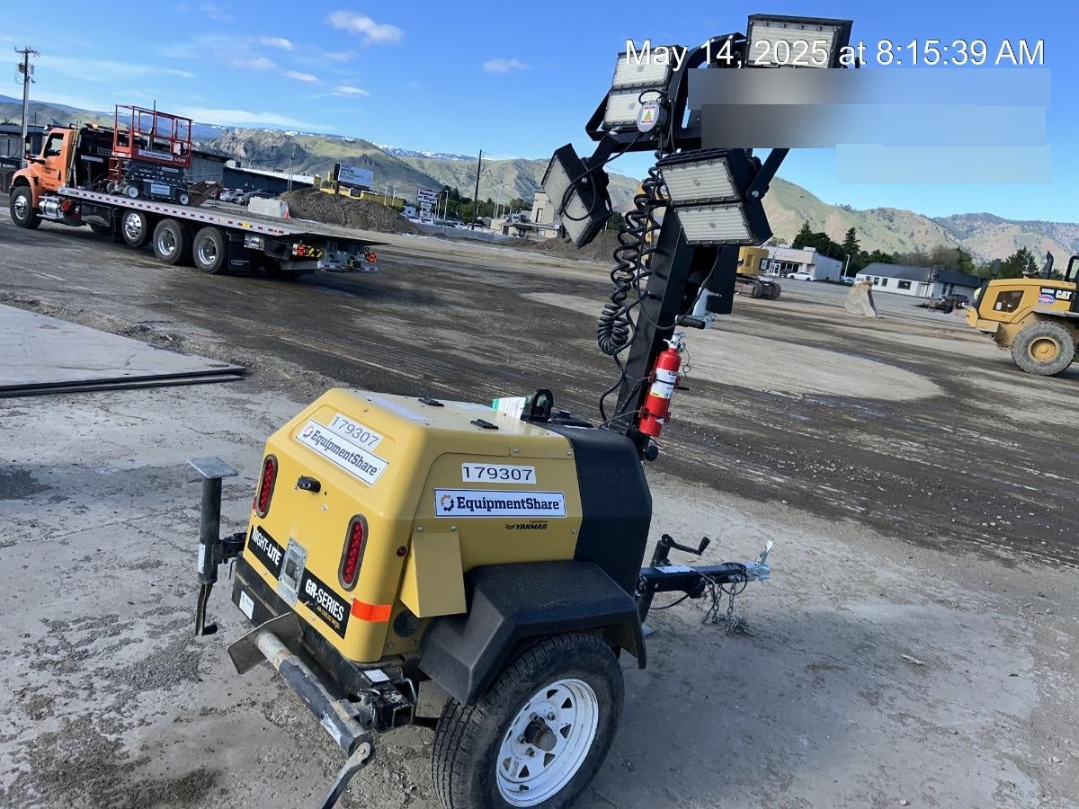 2021 Allmand NLV3GR (4) LED Light Fixture 350W, 23' Vertical Mast, 3kW Prime, Towable, Deep Sea L401, Leveling Jacks, Yanmar T4F 5.8hp