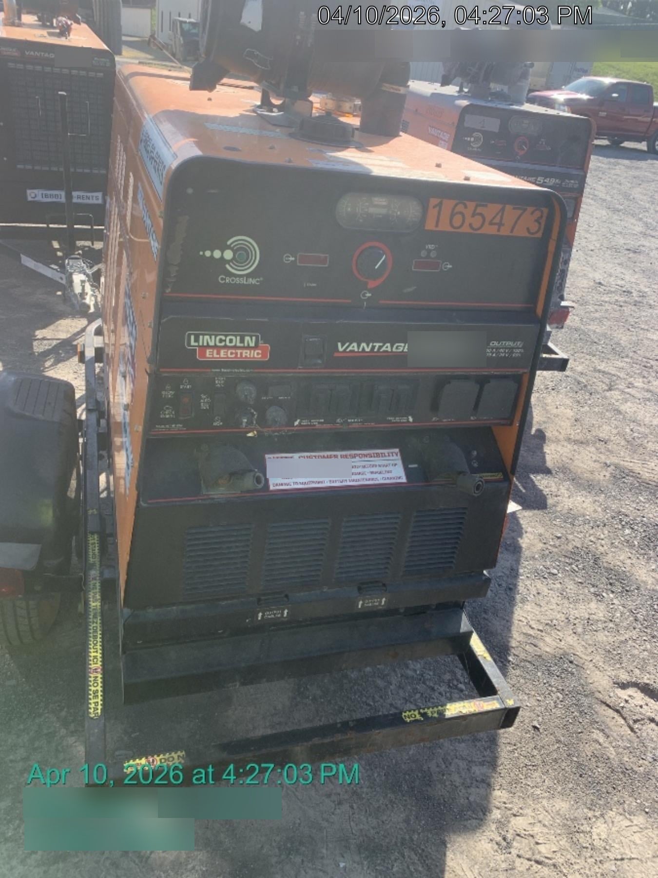 2021 Lincoln Electric Vantage 549X Ready Pak 3, ORANGE (includes trailer, cable rack, fender light kit)